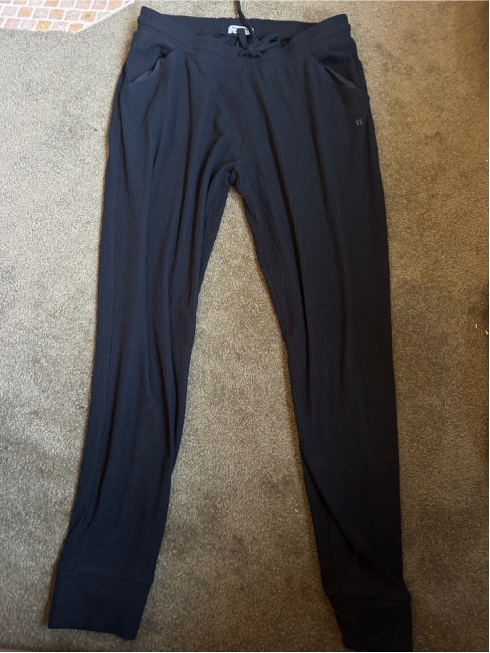 Women's Tommy John Ribbed Jogger Lounge Pants Black Size M